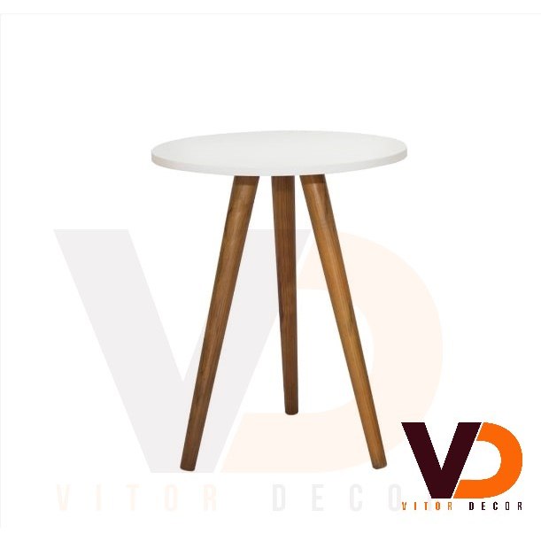 Mesinha Lateral Apoio Sala Mdf Branco e Preto 1 Un 35X40