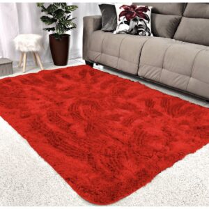 Tapete para Sala 1,40x1,00 Felpudo Shaggy Peludo Promoção - Vermelho