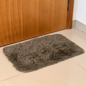 Tapete Peludo para Porta Felpudo Bege Mesclado 40cm x 60cm Antiderrapante Shaggy - Várias Cores - Felpudo Chocolate