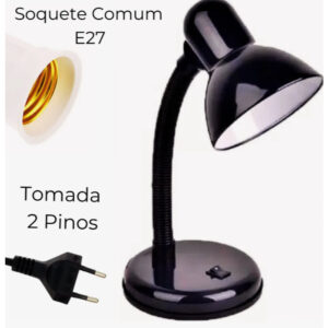 Luminária De Mesa Abajur Flexível Articulável Leitura Bivolt