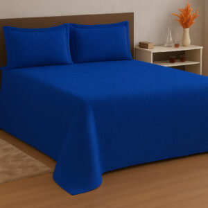 Kit 03 Peças Cobre Leito Casal Padrão Matelado - Imperium - Azul