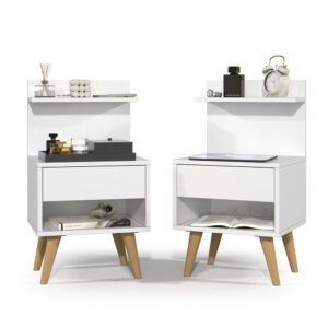 Kit com 2 Mesa de Cabeceira Retrô Com 1 Gaveta Sleep Decor - Cores