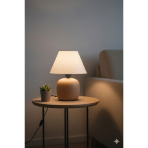 Abajur Luminaria Ceramica Porcelana Bivolt Cupula para Decoração Quarto Escritorio Sala Decoração Varias Cores - Capuccino