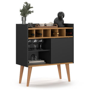 Aparador Sala Buffet Adega Barzinho Bebidas Cantinho Do Café Diversas Cores - FLORENÇA - PRETO / NATURE