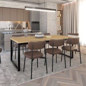 Mesa de Jantar Yon 200 X 90 X 76 cm - Vermont OAK/Est.Preta