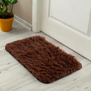 Tapete Peludo para Porta Felpudo Bege Mesclado 40cm x 60cm Antiderrapante Shaggy - Várias Cores - Felpudo Marrom Liso