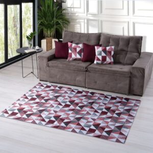 KIT TAPETE SALA QUARTO GEOMETRICO 1M X 1,40M + 04 CAPAS GORGURINHO 45CMX45CM JOGO COMPLETO - BORDO BOLINHA