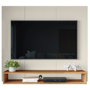 AJP Móveis Painel Para Tv Até 55 Polegadas Cairo Design Moderno Com Nicho Organizador - VÁRIAS CORES - OFF-WHITE/NATURE