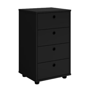 Gaveteiro Mesa De Cabeceira Armarinho Multiuso Quarto ou Escritório 4 Gavetas Pés Anti umidade - PRETO