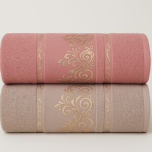 Kit 2 Toalhas de Banho Premium Gigante 100% Algodão – Felpudas, Macias e Super Absorventes - Kit 2Toalhas–Bege&Rosé