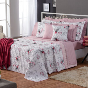 Kit Colcha Cobre Leito Top Line Estampado 3 Pçs 180 fios Premium - Malta