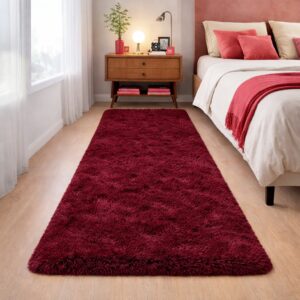 Tapete Passadeira 2,00 x 0,60 Quarto Peludo Felpudo - Bordô