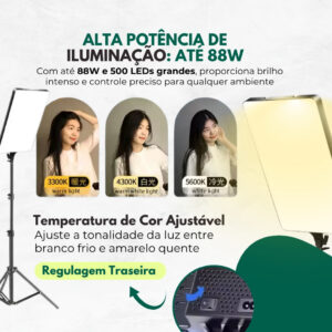 Kit Ring Light Luminária 16 Pol Led Iluminador Com Tripé 2,10 Profissional Estudio Portátil