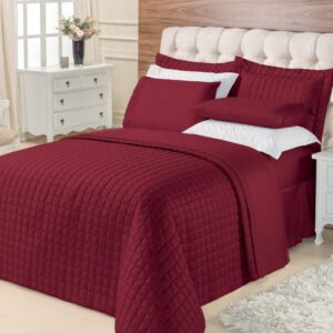 Kit Colcha Cobre Leito Top Line Estampado 3 Pçs 180 fios Premium - Vinho Casal