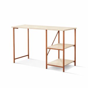 Escrivaninha Mesa Office Estudo Estilo Industrial 110cm KLM Móveis - Bronze com Off White