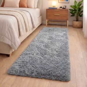 Tapete Passadeira 2,00 x 0,60 Corredor Quarto Sala Beira de Cama Felpudo Peludo - Cinza