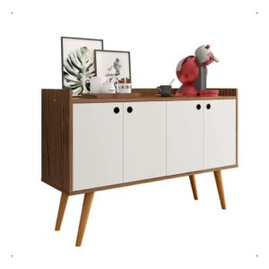 Aparador Buffet Retrô 4 Portas Cantinho do Café / Sala de Estar Organizador de Cozinha Balcão Dallas - Freijó Off