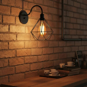 Luminária Arandela de Parede Retrô Diamante Aramado 127v/220v - PRETO