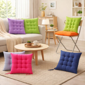 Kit 4 Almofadas para Cadeira Futon 40x40 com Amarração Assento Macio Oxford Cozinha Sala