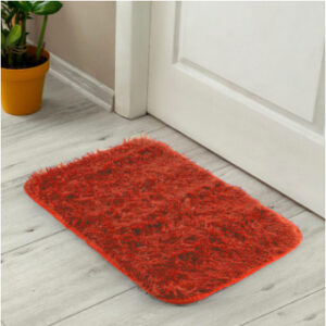 Tapete Peludo para Porta Felpudo Bege Mesclado 40cm x 60cm Antiderrapante Shaggy - Várias Cores - Felpudo Laranja