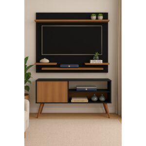 Rack Gardênia Retro com Painel Space para TV até 32” - Cores