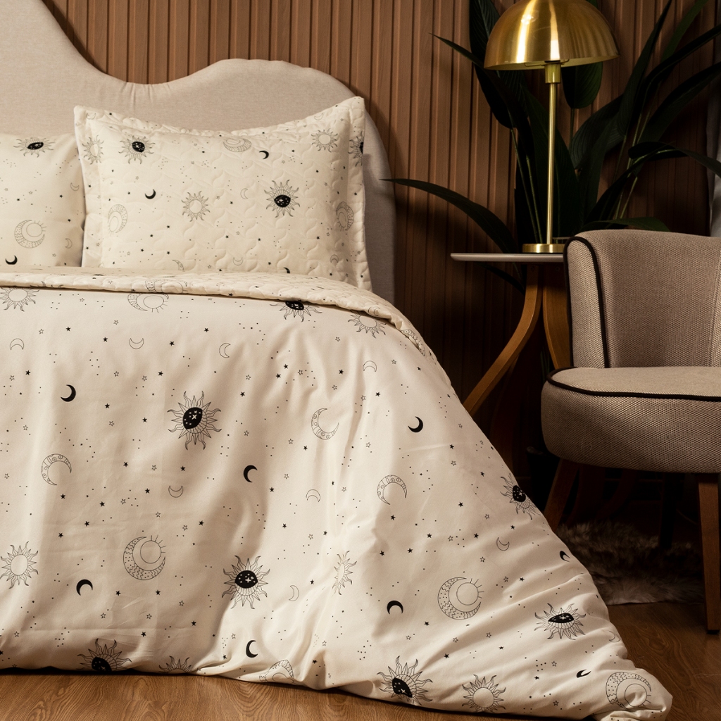 Cobre leito Essencialle Ideal para Cama King Composto por 03 Peças 150 Fios Alg/PL Várias Estampas