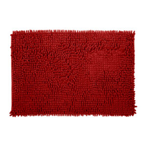 Tapete Peludo para Porta Felpudo Bege Mesclado 40cm x 60cm Antiderrapante Shaggy - Várias Cores - Macarrão Vermelho