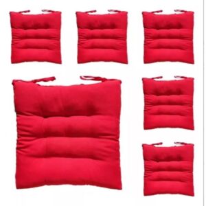Kit 4 Almofadas para Cadeira Futon 40x40 com Amarração Assento Macio Oxford Cozinha Sala - Vermelho
