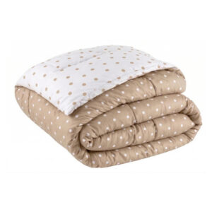 Edredom Solteiro, Casal e Queen 400 Fios 100% Micropercal Dupla Face Antialérgico Promoção - Poá Bege