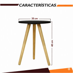 Mesinha Lateral Apoio Sala Mdf Branco e Preto 1 Un 35X40 - PRETO