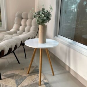 Mesa Pé Palito De Apoio E Lateral Sofa Mdf ou Mdp E Madeira - MESA PEQUENA BRANCO