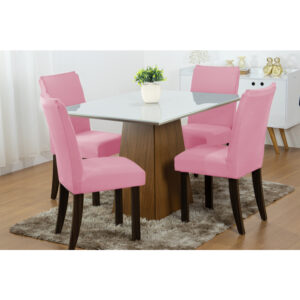 Capas Para Cadeira de Jantar - Kit 4 Peças Malha Gel com Elástico - Rosa