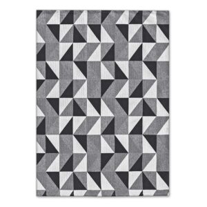 Tapete Para Sala Geométrico Grande 1 Metro e 2 Metros Moderno Triângulo Antiderrapante - Várias Estampas - Preto