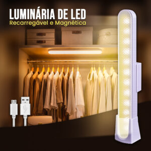 Luminária LED Recarregável USB-C Magnética 3 Tons Luz Portátil