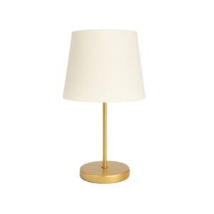 Abajur de Mesa Moderno Minimalista com Cúpula Decorativa para Quarto e Sala - Bege e Dourado