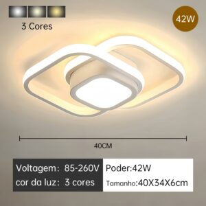 Luminária Plafon Moderno Dourado LED, Para Sala, Quarto, Hall de Entrada, Sala de Estar Bivolt 85-265V - HH250914(40x34x6CM)