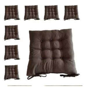 Kit 4 Almofadas para Cadeira Futon 40x40 com Amarração Assento Macio Oxford Cozinha Sala - Marrom