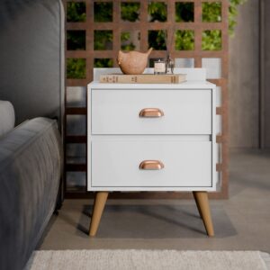 mesa de cabeceira retrô decor com 2 gavetas