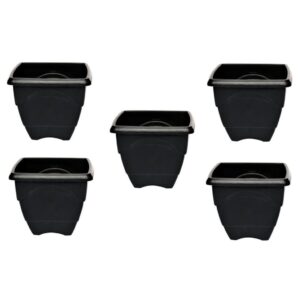 Kit 10 Vasos Quadrados Preto M 5.5 L Horta Planta Casa Jardim Mudas