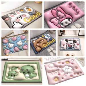 Tapete de Banheiro Efeito 3D Antiderrapante Super Absorvente Saída Chuveiro Box Super Absorvente 58x38cm