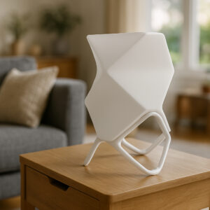 Luminária Geometrica Minimalista Mesa de Cabeçeira Aconchegante com Lâmpada Bivolt 30cm - Branco