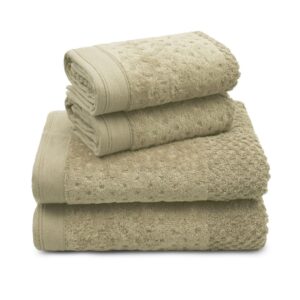 Kit 4 Peças de Toalha Pollo Cinza Minério 2 Banho 68x140 + 2 Rosto 50x75 Algodão