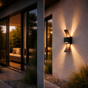 Arandela LED Externa 2 Fachos Alumínio IP65 Parede Muro Moderna Aba Box