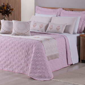 Kit Colcha Cobre Leito Casal Queen Completo Turin 180 Fios 10 peças Premium - Rose