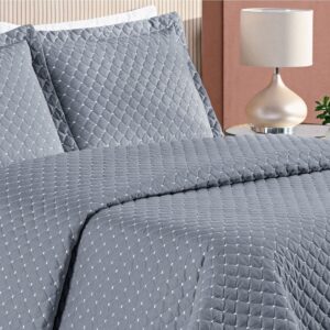 Kit Cobre Leito Ravena Casal Padrão/Queen/King3 Peças Matelado Micropercal 200 Fios - Cinza