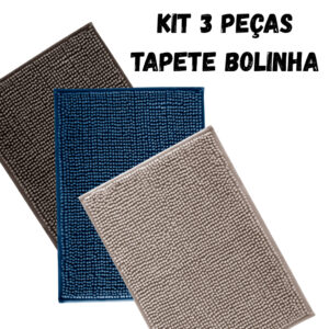 Kit 3 Tapetes Banheiro Antiderrapante Bolinha Microfibra Super Absorvente Lavável 38x58 Macio - SORTIDAS ESCURAS