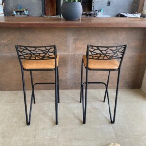 Kit 2 Banqueta Alta Estofada Design Moderno Estilo Industrial Para Bancada Ilha ou Bar