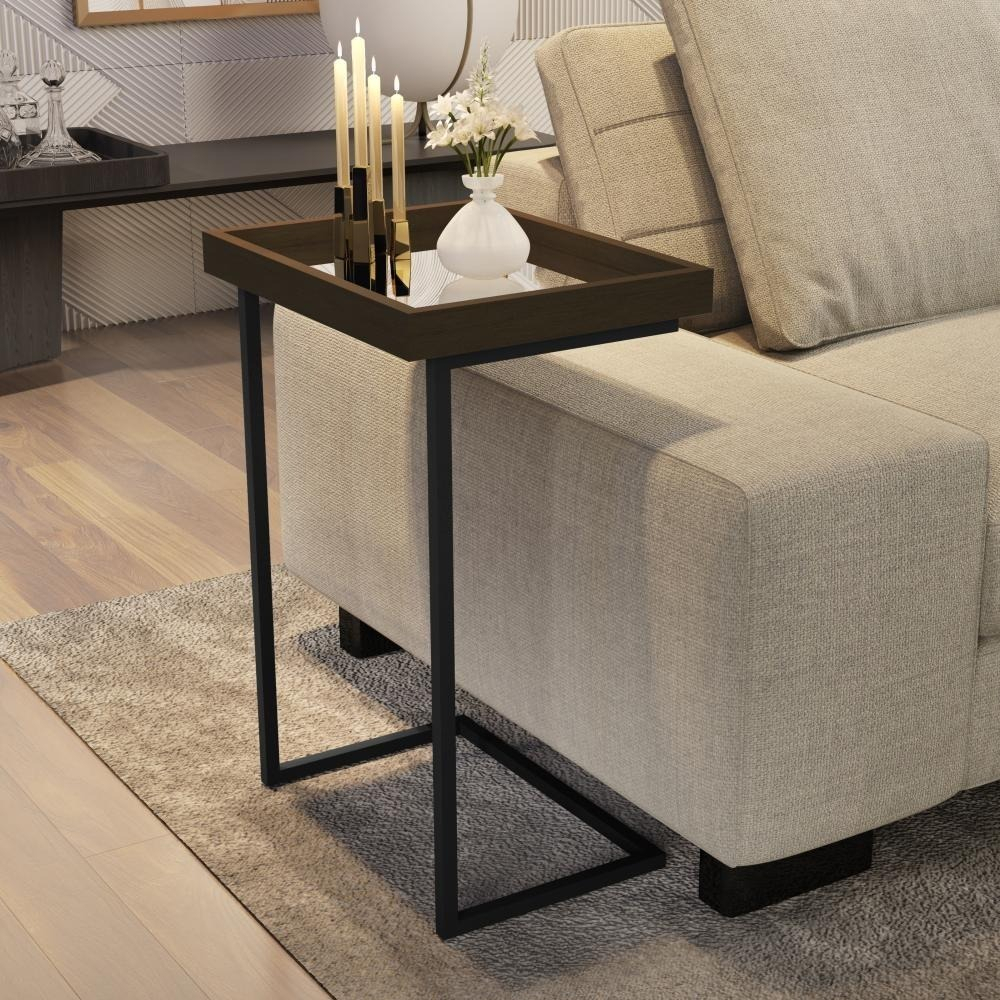 Mesa Lateral De Apoio Jb 4774 Com Espelho E Pé De Aço EEA - CORES