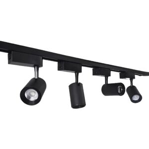 kit Trilho Eletrificado 1m + 4 spots 7w Preto Luz Branco 6500k/Neutro 4000k/Amarelo 3000k