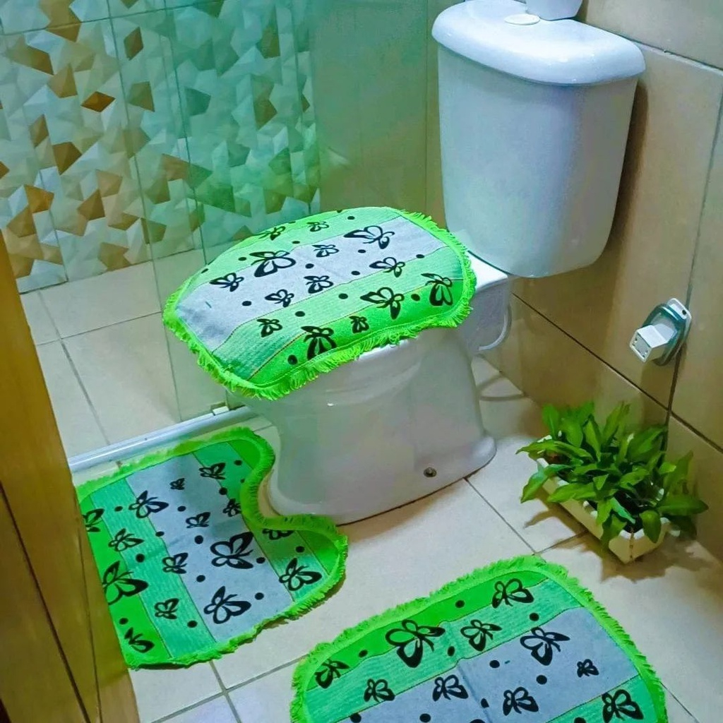 Tapete Para Banheiro Jogo 3 Peças Conjunto Tapetes Toalha Chão Piso Estampas Liso Barato Promoção